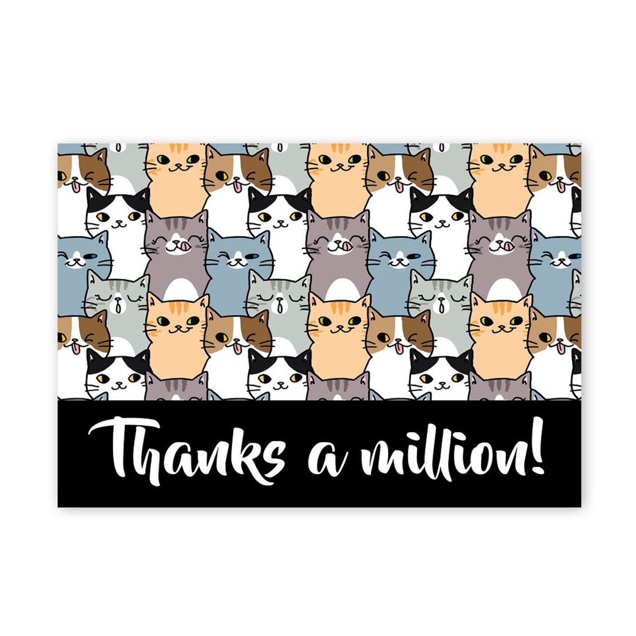 Great Papers! Thanks a Million Cats Thank You Note Card and White Envelope, 4.875" x 3.375", 24 count